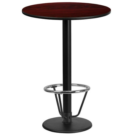 24'' Round Mahogany Laminate Table Top with 18'' Round Bar Height Table Base and Foot