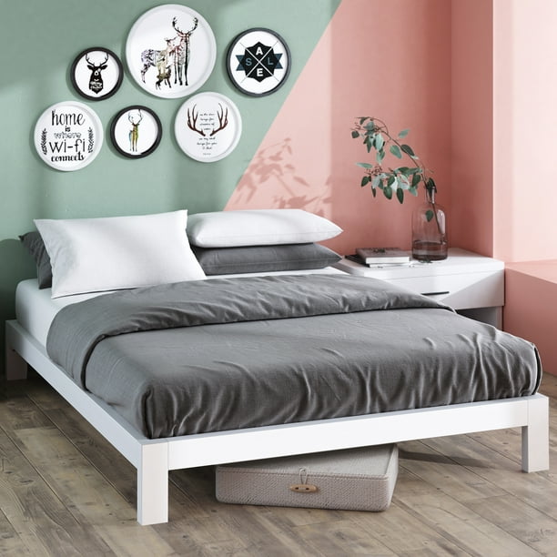 White Metal Platform Bed Frame Twin, Iron Twin Bed Frame White