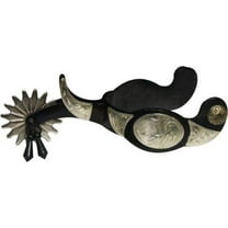 Showman Black Steel Jingle Bob Spurs w/ Engraved Silver Conchos & Bar Accents