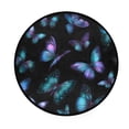 thumbnail image 2 of 36.2 Inch Round Floor Mat Blue-purple and Cyan Butterflies Carpet Decor Rug for Living Room Bedroom, 2 of 6