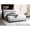 Light Gray, variant on Wool Fabric | Platform Bed with Elegant Floral Headboard | Bedroom