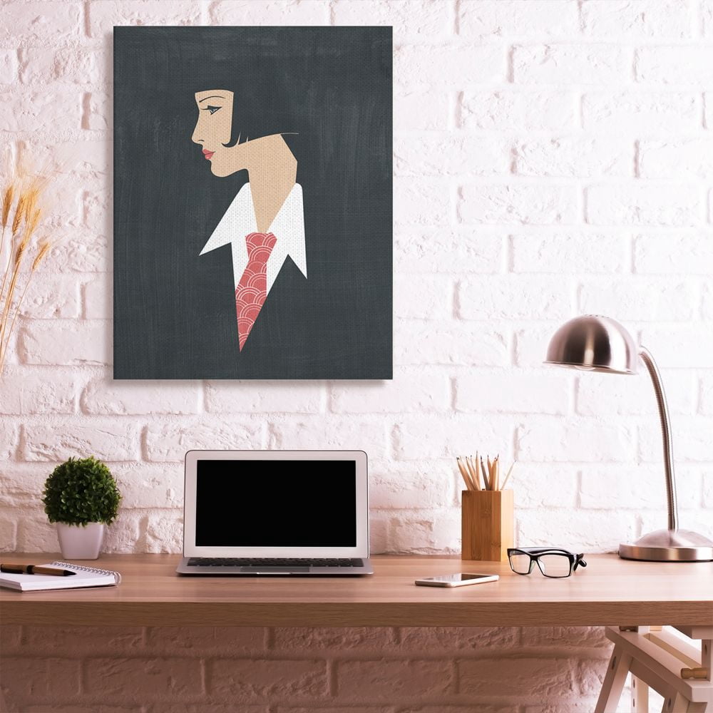 Stupell Industries Retro Pop Female Portrait Fashion Tie Detail Canvas Wall Art Design by Grace Popp
