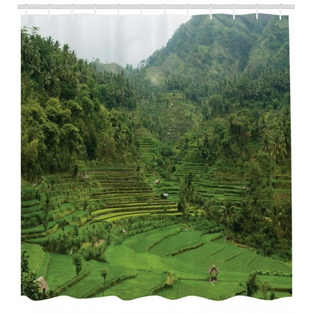 Been Farming Long Picture Balinese Decor Picture Of Terraced Rice Paddies In Hillside Tropical Valley Asian Farming Agriculture Theme, Bathroom Accessories, 69W X 84L Inches Extra Long, By Ambesonne ()