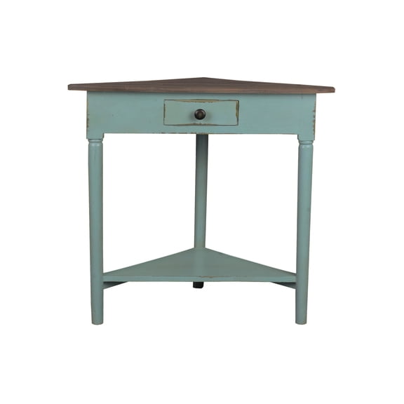 Corner End Table with Shelf - Solid Wood Accent Table - Triangle Side Table - Fully Assembled - Home Decor