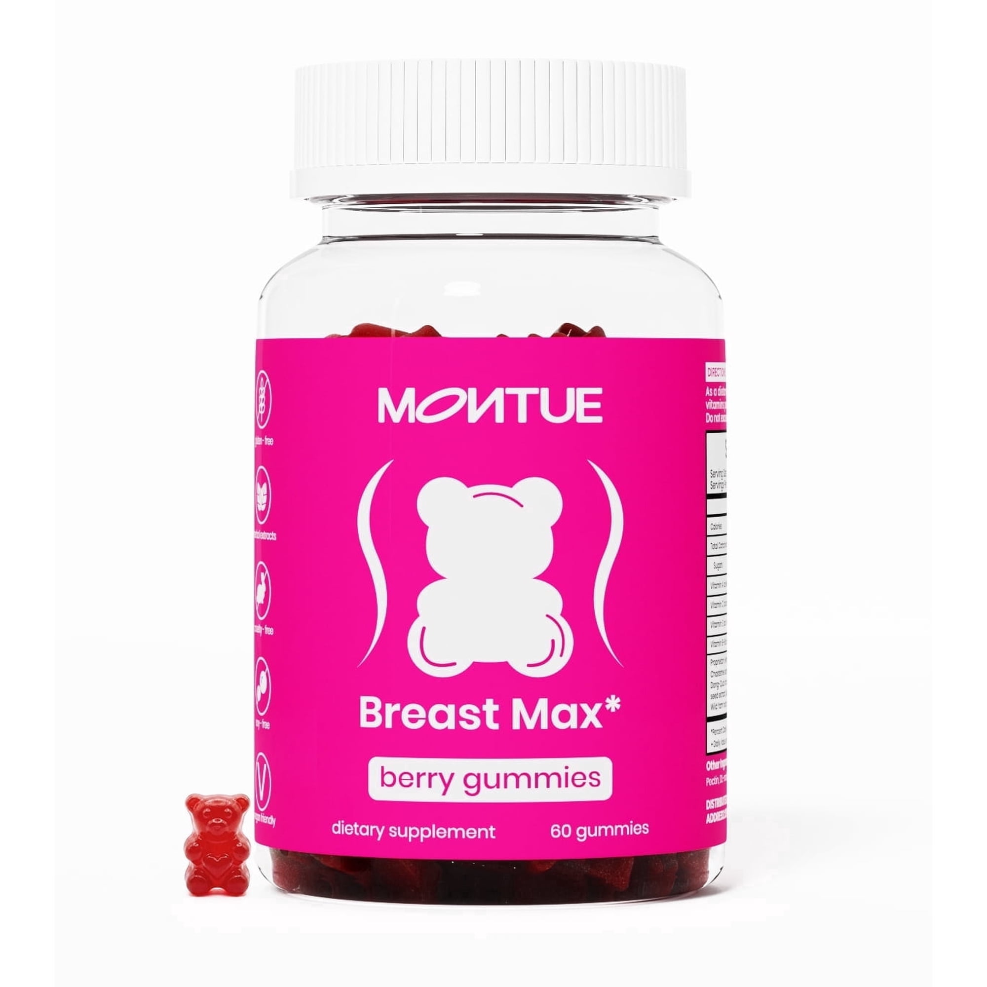 MONTUE Breast Max Berry Gummies for Women, Herbal Supplement, 60 Count, 1 Bottle