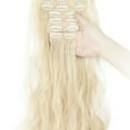 thumbnail image 4 of SHCKE Clip in Hair Extensions Bleach Blonde 8Pcs Set Clip-in Hair Extensions 24 Inch Long Curly Hair Extensions Double Weft Synthetic Hairpiece for Women, 4 of 6