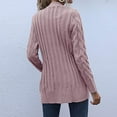 thumbnail image 4 of Cable Knitted Sweater Cardigans for Women Cozy Warm Open Front Button Down Jacket Outerwear with Pockets (XL, Pink), 4 of 7