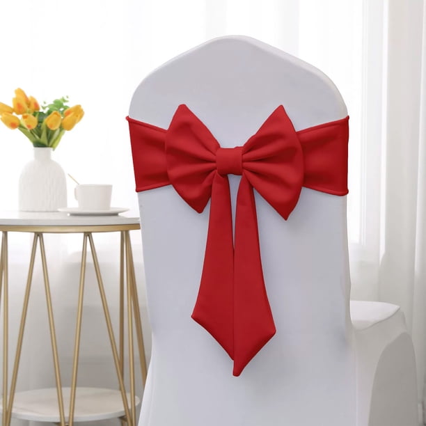 Ties-free Bow Elastic Chair Back Decoration Hotel Banquet Thickened Elastic Chair Back Flower Ties Chair Cover Decoration