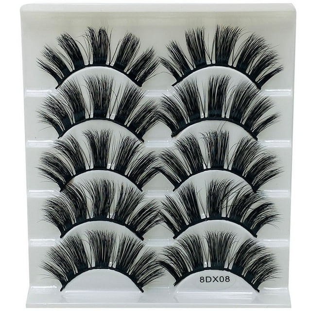 Pestañas naturales, pestañas postizas, pestañas cortas, pestañas postizas de visón tenues, 5 pares de pestañas postizas naturales, maquillaje natural, cejas postizas negras gruesas.