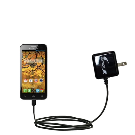 Gomadic Intelligent Compact AC Home Wall Charger suitable for the Alcatel One Touch Evolve - High output power with a convenient, foldable plug design