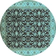 thumbnail image 1 of Ahgly Company Indoor Round Oriental Light Blue Industrial Area Rugs, 5' Round, 1 of 4