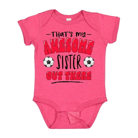 

Inktastic That s My Awesome Sister out There with Soccer Balls Gift Baby Boy or Baby Girl Bodysuit