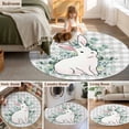 thumbnail image 5 of Round Rug 3.3Ft Washable Non-Slip, Easter Bunny Circle Area Rugs for Living Room Bedroom, Eucalyptus Leaves Rabbit Farmhouse Grey Plaid Indoor Floor Mats Carpet Runner for Home Decor Aesthetic, 5 of 8