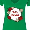 thumbnail image 4 of Inktastic Feliz Navidad Poinsettia Women's V-Neck T-Shirt, 4 of 5