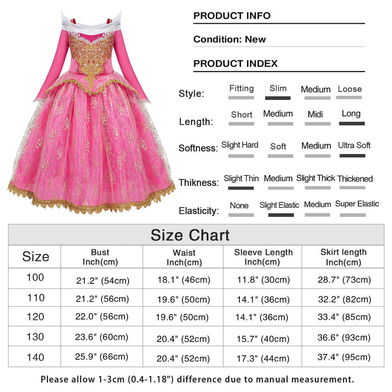 Jurebecia Girls Princess Dress up Aurora Fancy Dresses Birthday