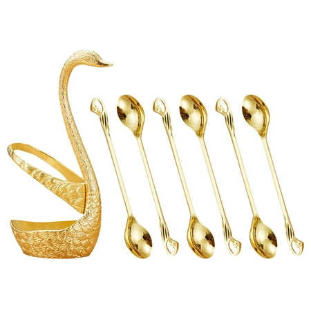 

Creative Gold And Silver Swan Base Frame Coffee Spoon Teaspoon Small Spoon Stirring Spoon Can Be Cleaned By Dishwasher