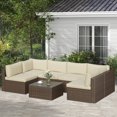 thumbnail image 7 of Royalcraft 7 Pieces Outdoor Sectional Sofa Set All-Weather Rattan Conversation Set with Table, Beige, 7 of 7
