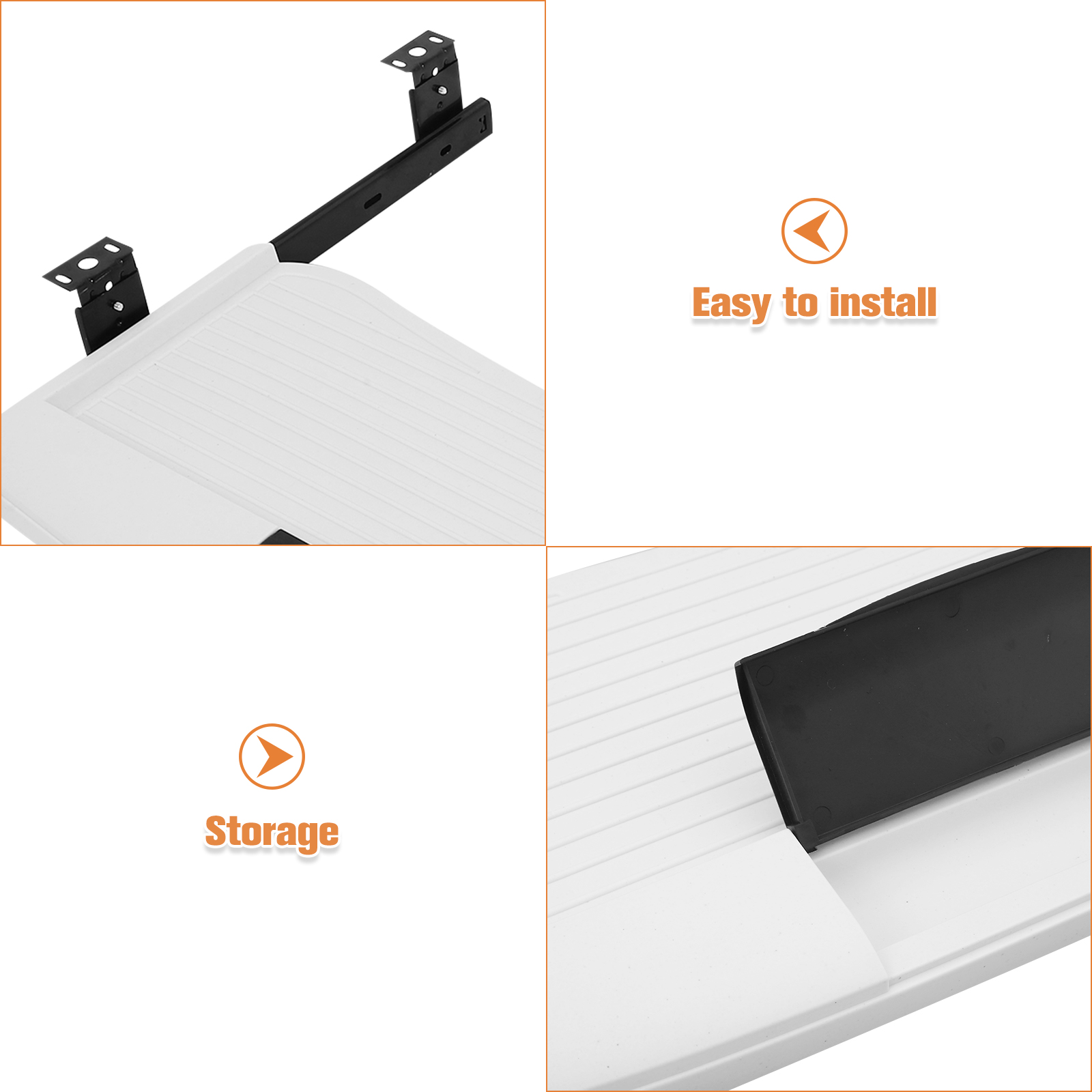 OFFIGAM White Slide Out Keyboard Tray with ABS Material, Office Desk Organizer for Enhanced Workspace Efficiency