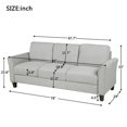thumbnail image 3 of 3 Seats Sofa Couch Upholstered Linen Fabric Sofa with Cushions Scrolled Arm Sofa Couch for Living Room, Bedroom, Office, Apartment, Small Space-Light Gray, 3 of 7