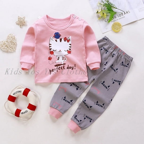 Conjuntos de pijama de dibujos animados Kawaii para niños y niñas, camiseta de manga larga con pantalones, ropa de dormir para bebés pequeños, ropa de Navidad, novedad