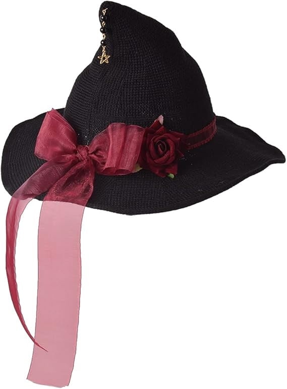 Knitted Wool Witch Hat with Wide Brim for Halloween Costume and Winter Wear