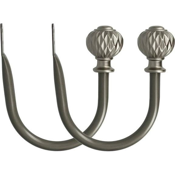 MERIVILLE Set of 2 Decorative Castani Window Curtain Holdbacks for Draperies, Gunmetal