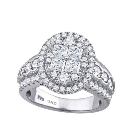 Auriga 925 Sterling Silver Cubic Zirconia Oval Engagement Ring Size 7 for Women