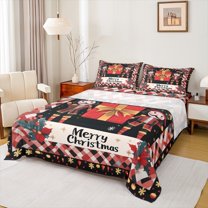 Feelyou Christmas Gifts Full Size Sheets for Kid, Royal Guarder Nutcracker Bed Sheets, Winter Flower Plant Sheet Sets, Super Cozy Room Decor, 4pcs