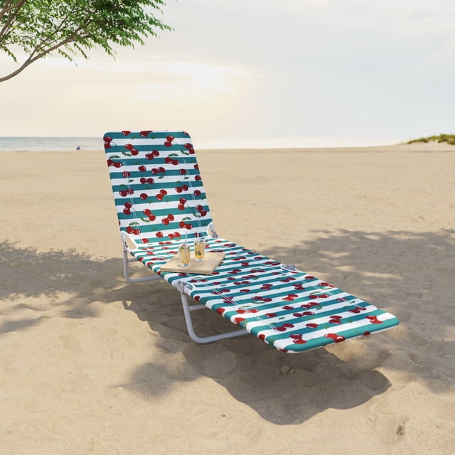 Mainstays Steel Folding Beach Lounger, Cherry