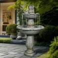 thumbnail image 2 of 48.4-Inch 2-Tier Outdoor Water Fountain with Submersible Pump - Water Feature for The Garden, Patio, Yard, or Deck, 2 of 9