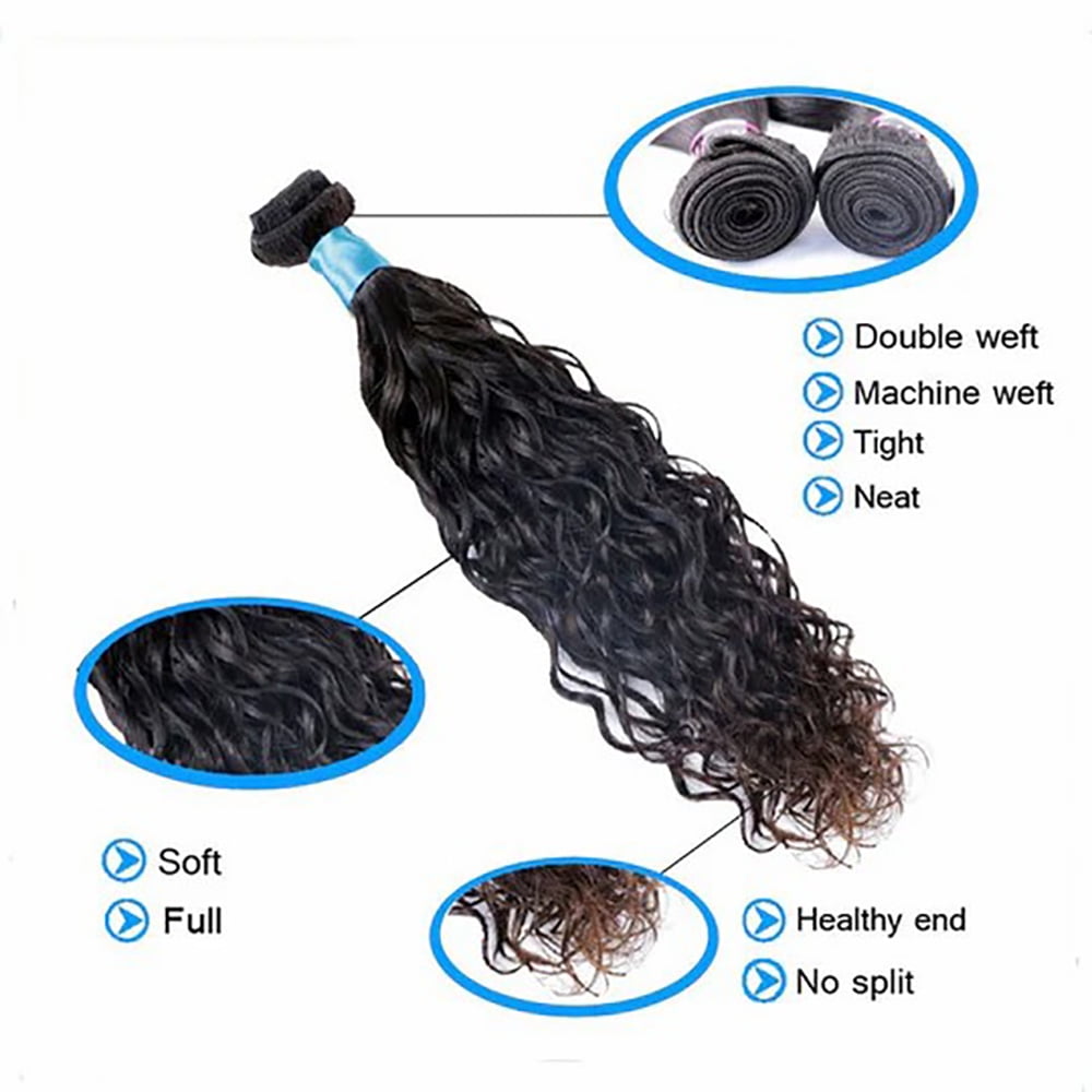 YYAo Human Hair, Hairpiece, Wig,Hot selling Unprocessed Virgin Hair Water Wave Natural Black Color 100 Human Hair Bundle 8 in to 30 In