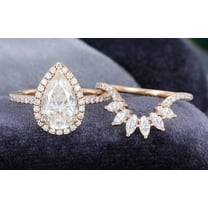 Jewelerix Bridal Pear Cut Ring 14K Rose Gold Moissanite Diamond Engagement Ring 3.50 CT Proposal Anniversary Gift for Women