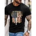 thumbnail image 3 of Men's T-Shirt American Flag Deer Skull Retro Short Sleeve Casual Tee Classic Crew Neck T-Shirt for Men, M, 3 of 6