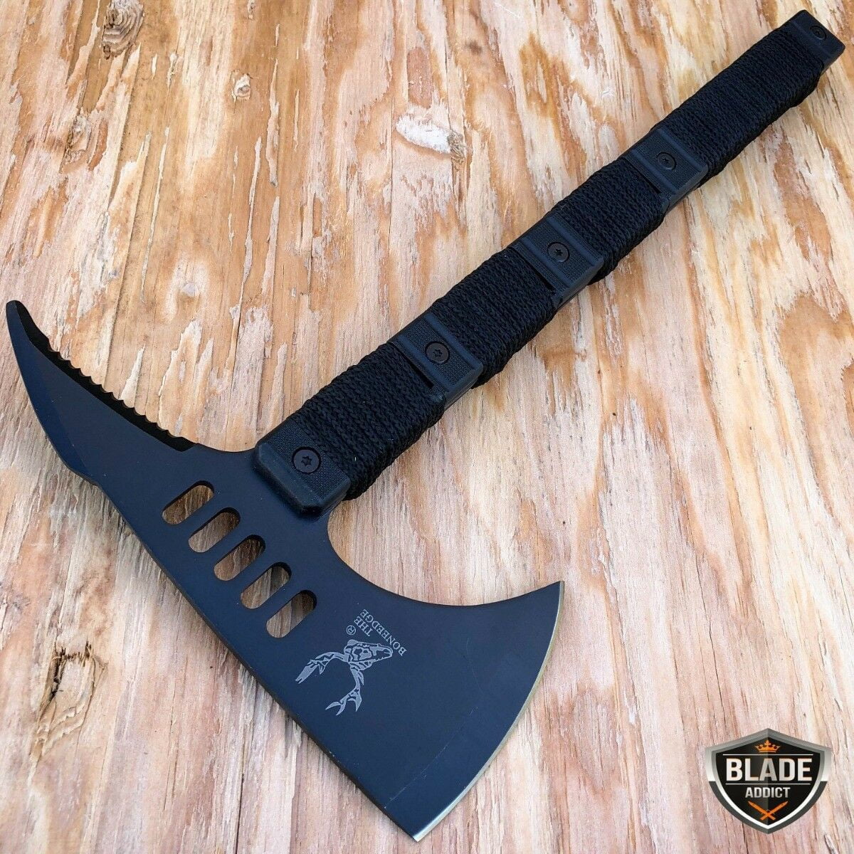 2PC Outdoor Camping Fixed Blade Survival Hunting Knife w/ Axe Hatchet