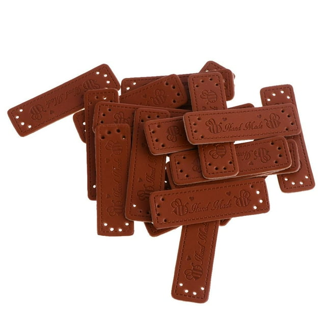 Etiquetas de cuero PU BLESIY 20 Piezas Etiquetas en Relieve Adornos de Bricolaje