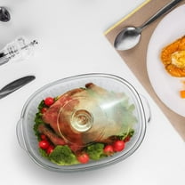 2.8L Glass Casserole Dish with Lid, Ribbed Oval Baking Dish for Oven & Microwave, Clear Lead-Free Cookware