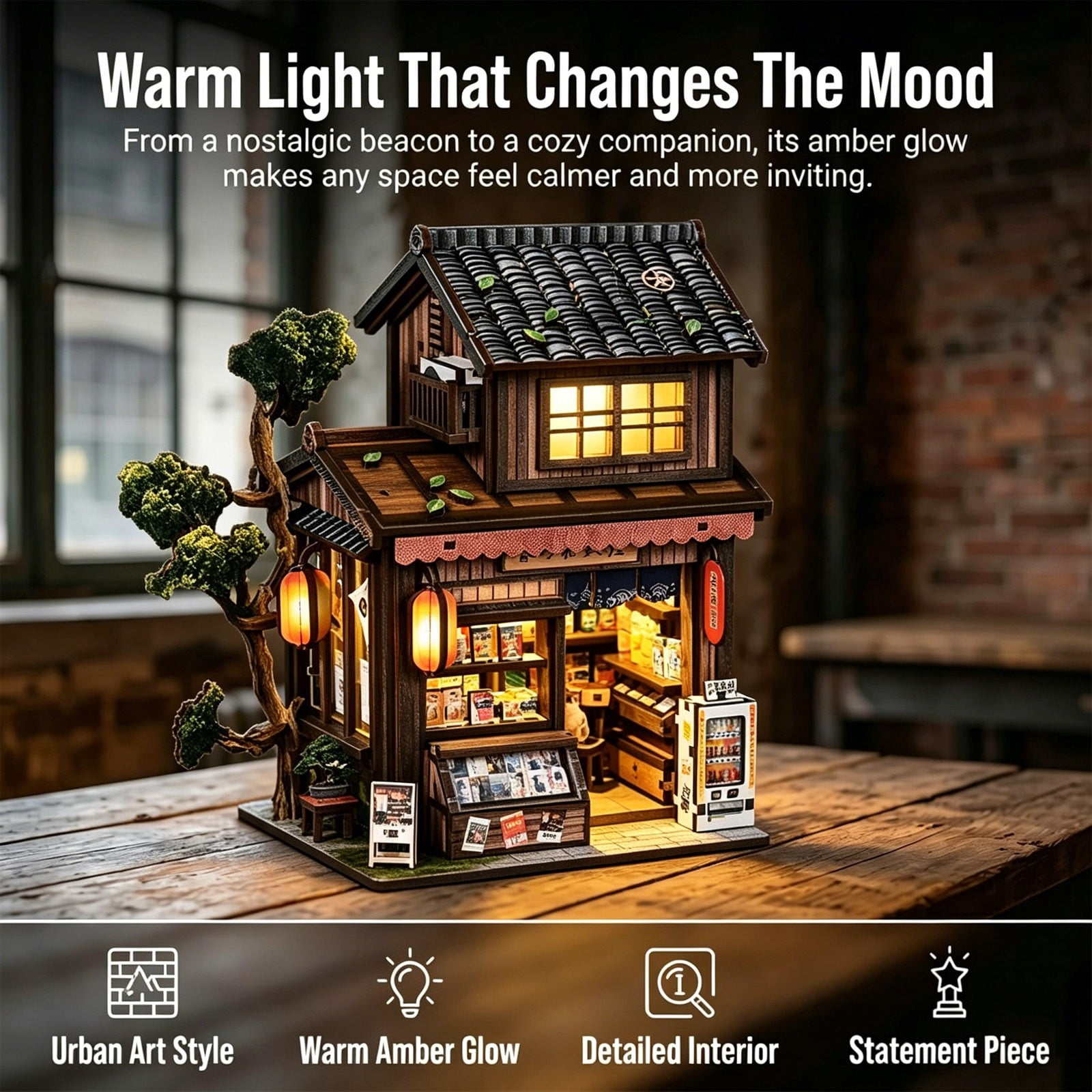DIY Miniature Dollhouse Kit, Model Craft Kit for Adults, Great Handmade Gift for Birthday Christmas Day, Japanese Villa Courtyard