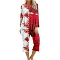 thumbnail image 2 of Two Piece Outfits For Women Halloween Print Round Neck Long Sleeve Two-piece Comfortable Home Pajamas Set Sports Set Up to 65% off, 2 of 5