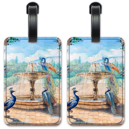 Peacock Painting - Luggage ID Tags / Suitcase Identification Cards - Set of 2