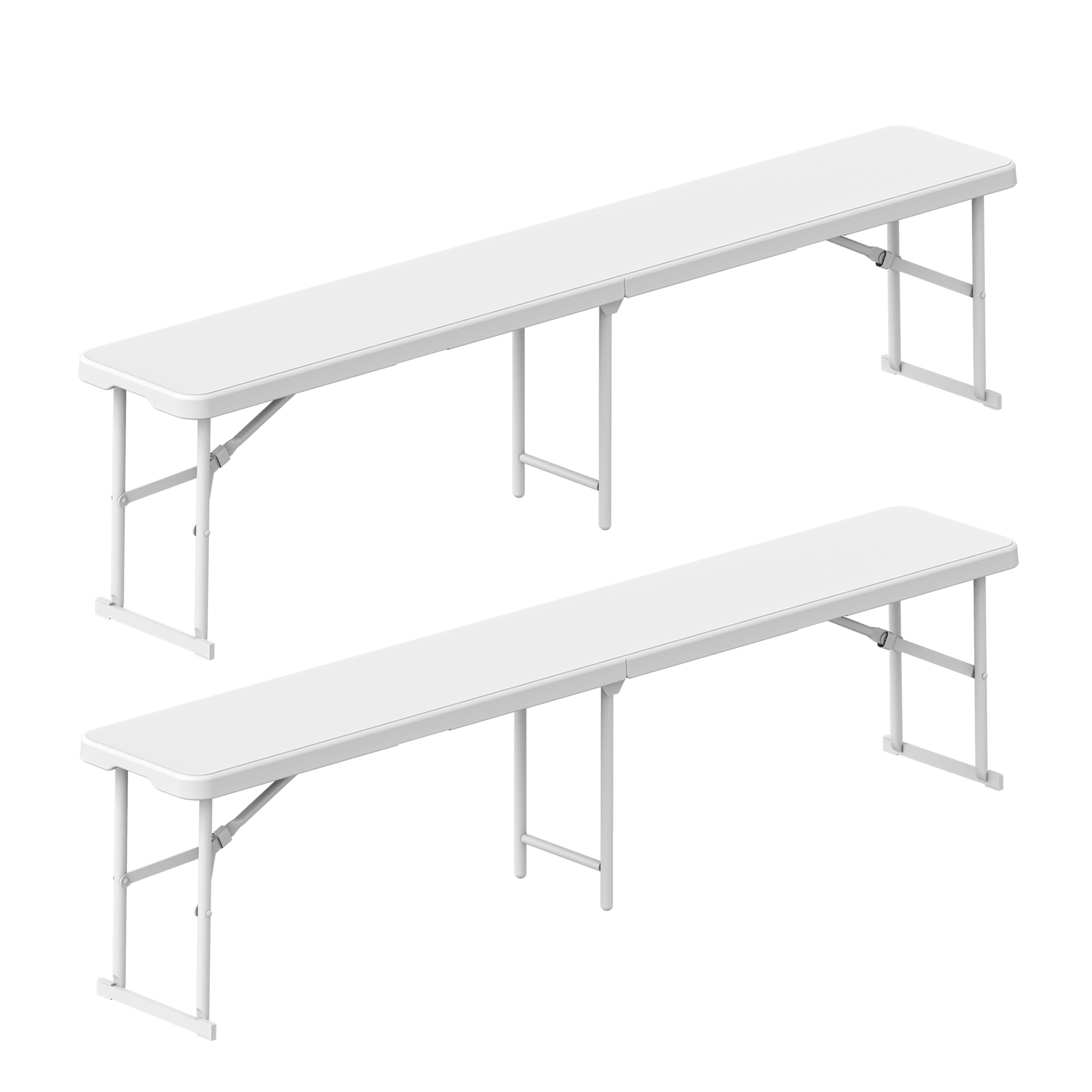 Uforic 2 Pcs 6FT Folding Bench Lightweight Portable Outdoor Bench with Carrying Handle for Dining Camping Picnic BBQ Sports Garden Indoor Outdoor Patio Activities, Whte