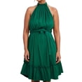thumbnail image 1 of Vestido sin mangas con cinturón para mujer: diseño informal y elegante, detalles plisados, color liso, versátil para primavera/verano., 1 of 5