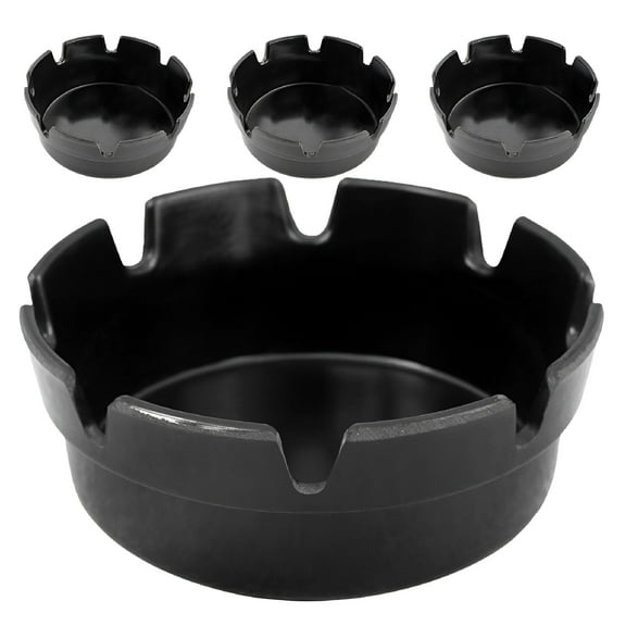 ACDANC 4pcs Ash Tray Black Plastic Ashtrays With Eight Slots For Cigarette Butt Disposal For Indoor And Outdoor Use Office Home Patio Decor