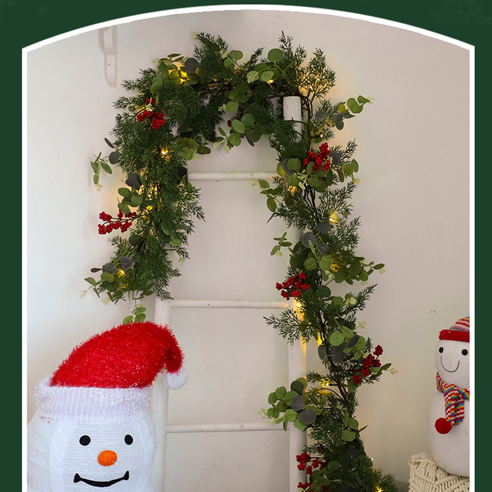 YOHAVEN Lighted Christmas Encrypteds Simulated Eucalyptus Pine Needle Vines - LED String Lights for Holiday Fireplace, Home, Wedding & Party Decorations, Indoor & Outdoor Christmas Decor