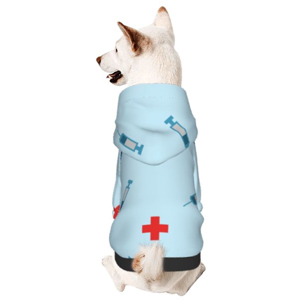 Fotbe Syringe And Red Cross Sudadera con Estampado para Perros Pequeños – Suéter con Capucha para Mascotas, Tela Suave de Forro Polar con Bolsillo-X-Large