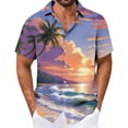 thumbnail image 2 of Cllios Hawaiian Shirt for Men Funny Tropical Print Aloha Tops Loose Fit Lapel Collared Short Sleeve T-shirts Oversized Button Down Bowling Shirts with Pocket S-5XL, 2 of 6
