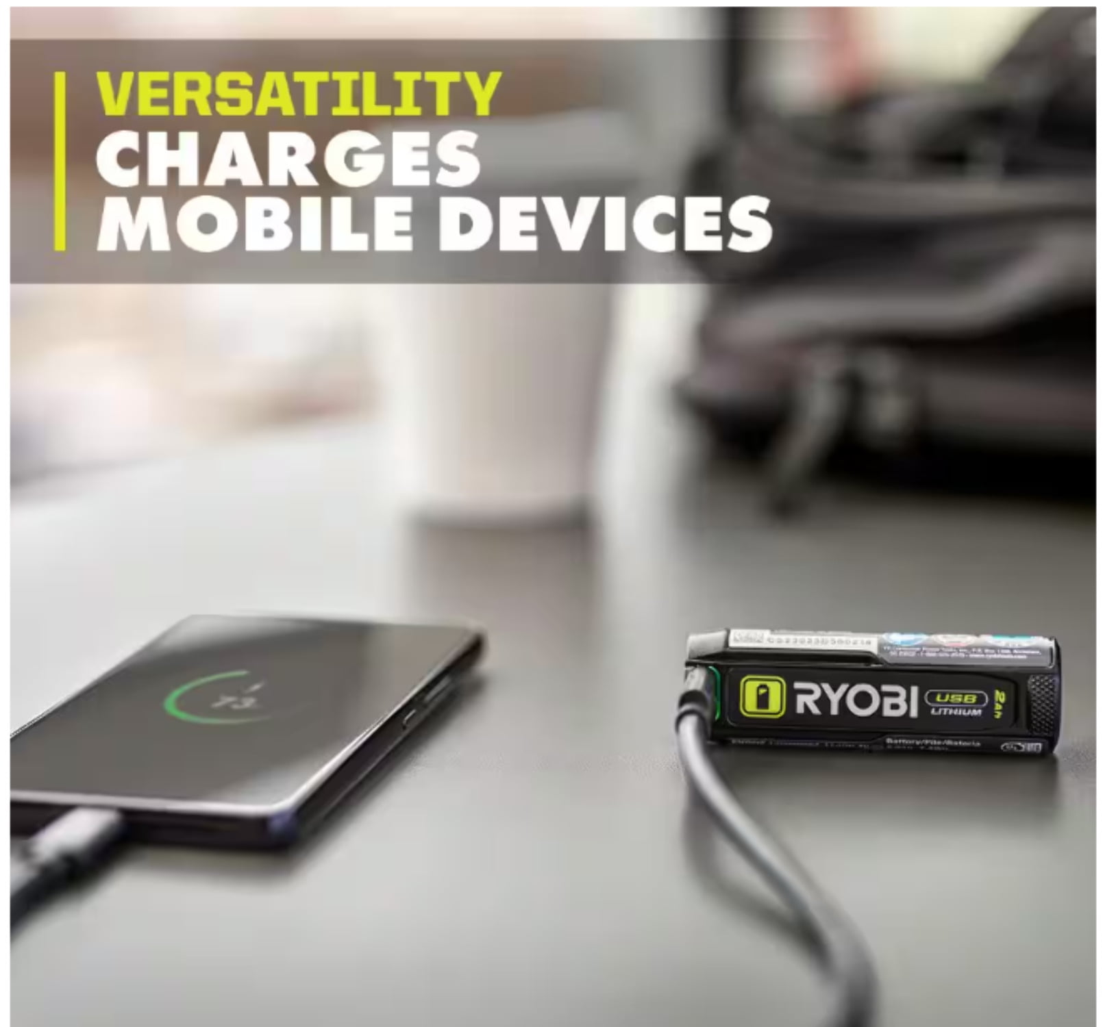 RYOBI USB Lithium Starter Kit with (2) 2.0 Ah Batteries and 3-Port Charger