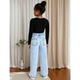 thumbnail image 4 of OYYN Girls High Waisted Baggy Jeans Wash Distressed Ripped Wide Leg Denim Pants for Kids Streetwear & School, 4 of 7