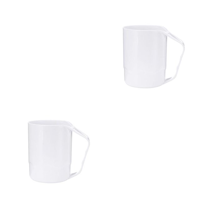 Matsuzay Vasos de plástico para baño de nuevo estilo, soporte para cepillo de ecológico, taza para enjuagar, cepillo para enjuague, blanco 2piezas
