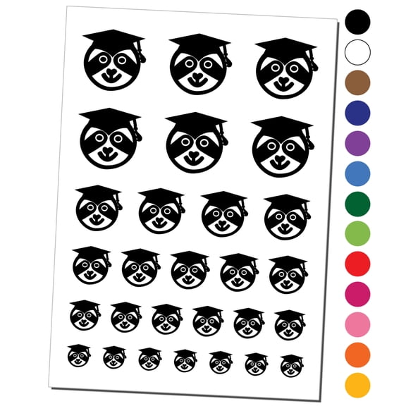 Graduation Sloth Water Resistant Temporary Tattoo Set Fake Body Art Collection - Light Pink