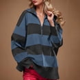 thumbnail image 4 of LOVZFMLL Sweaters for Women, Acrylic V-Neck Ribbed Pullover Striped Color Block Fashion Polo Loose Long Sleeve Tops Warm Fall Winter Clothes, 4 of 8